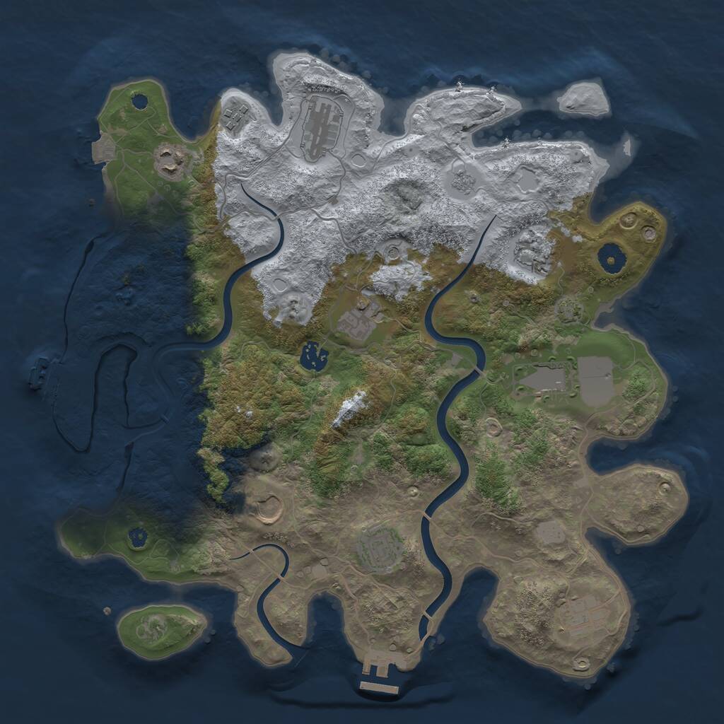 Rust Map: Procedural Map, Size: 3800, Seed: 657129856, 16 Monuments