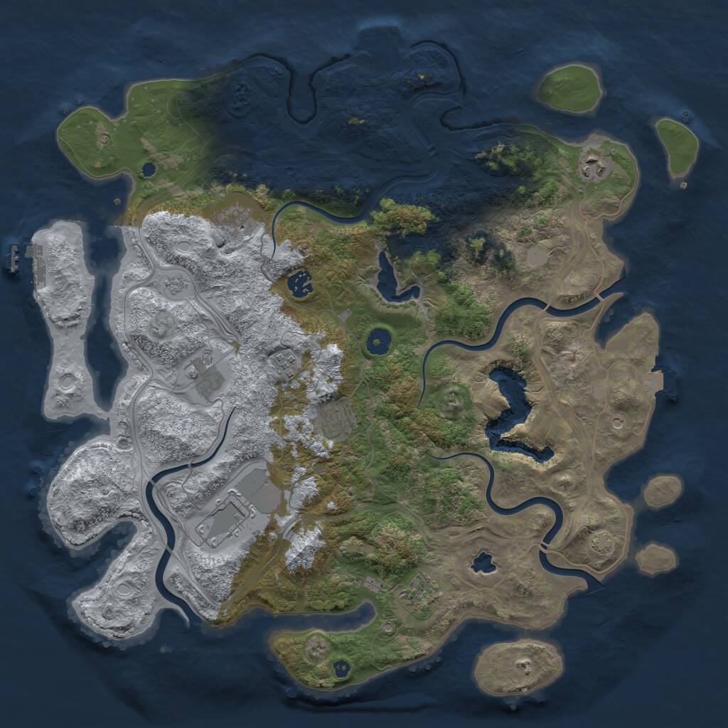 Rust Map: Procedural Map, Size: 4250, Seed: 980647939, 14 Monuments