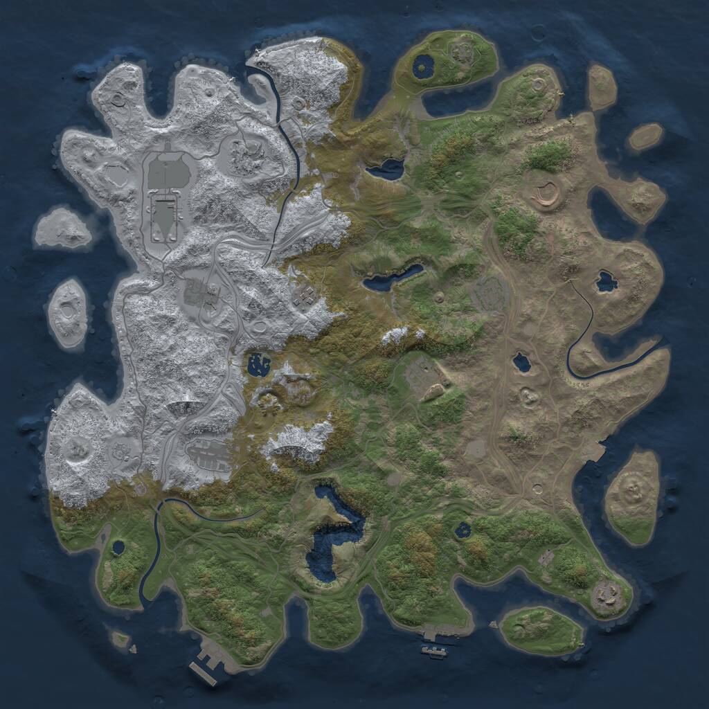 Rust Map: Procedural Map, Size: 4500, Seed: 1117585311, 16 Monuments