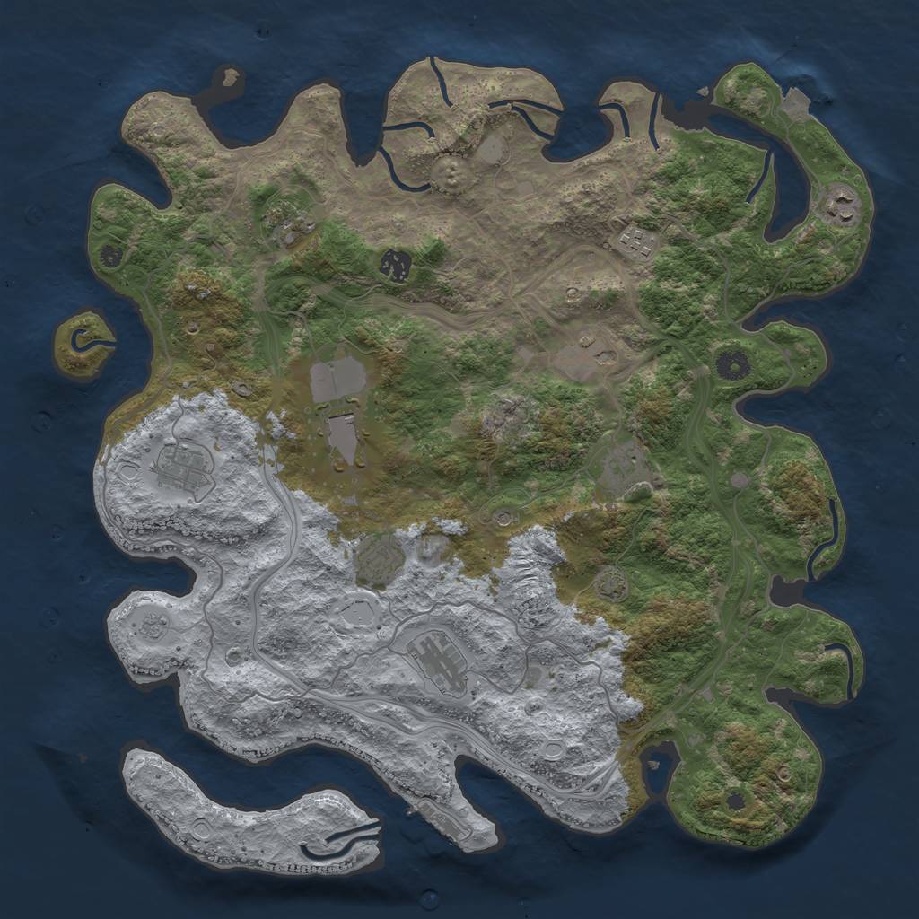 Rust Map: Procedural Map, Size: 4250, Seed: 953453844, 17 Monuments