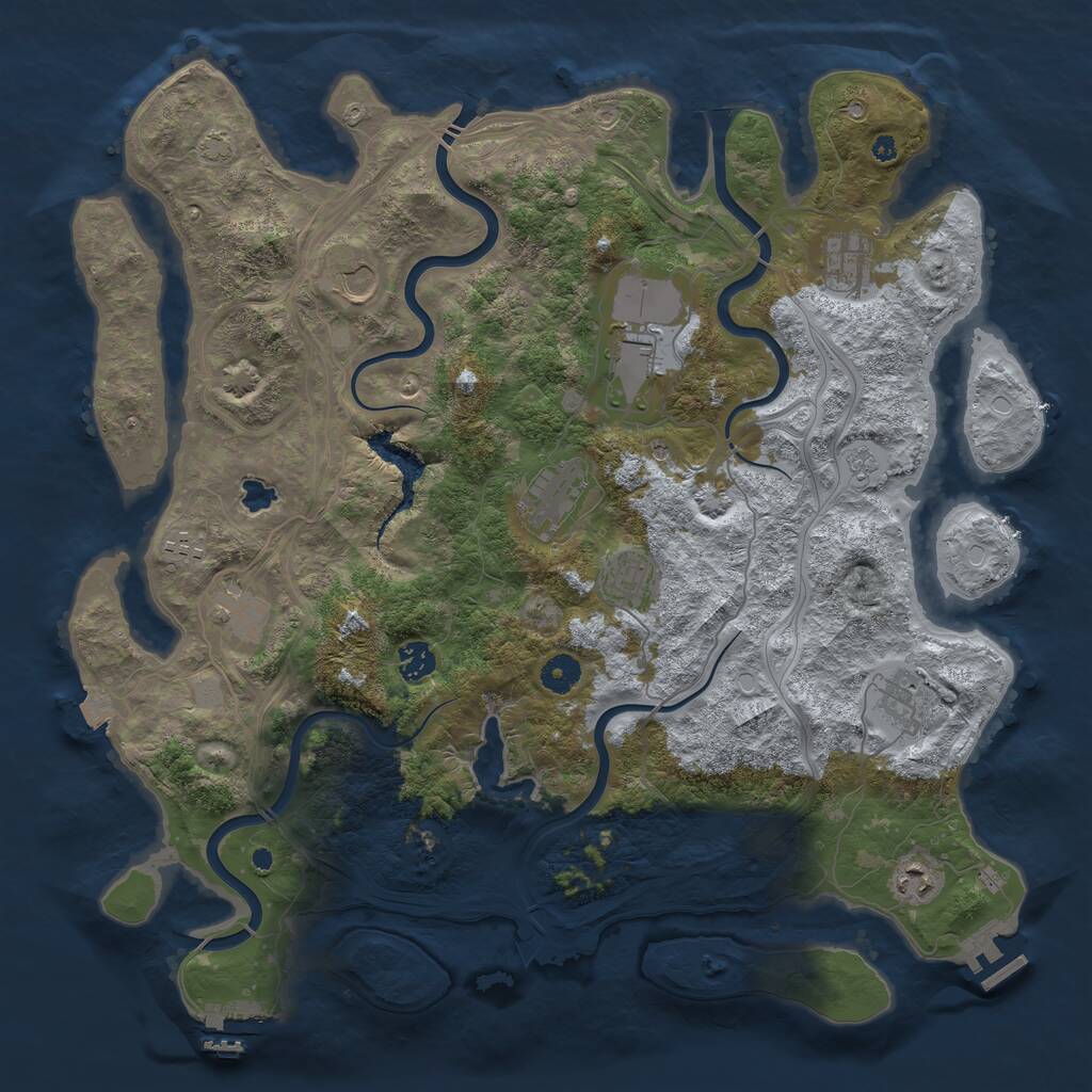 Rust Map: Procedural Map, Size: 4250, Seed: 1076199575, 16 Monuments