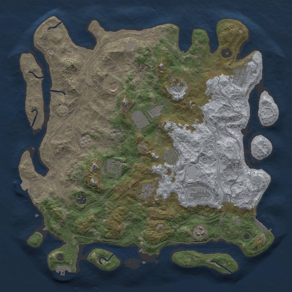 Rust Map: Procedural Map, Size: 4250, Seed: 1076199575, 19 Monuments