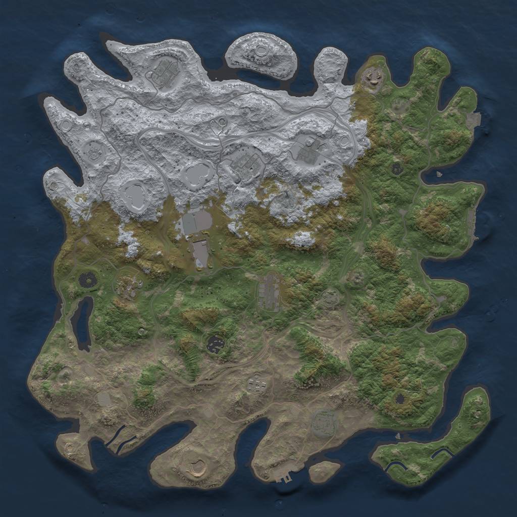 Rust Map: Procedural Map, Size: 4500, Seed: 34956606, 19 Monuments