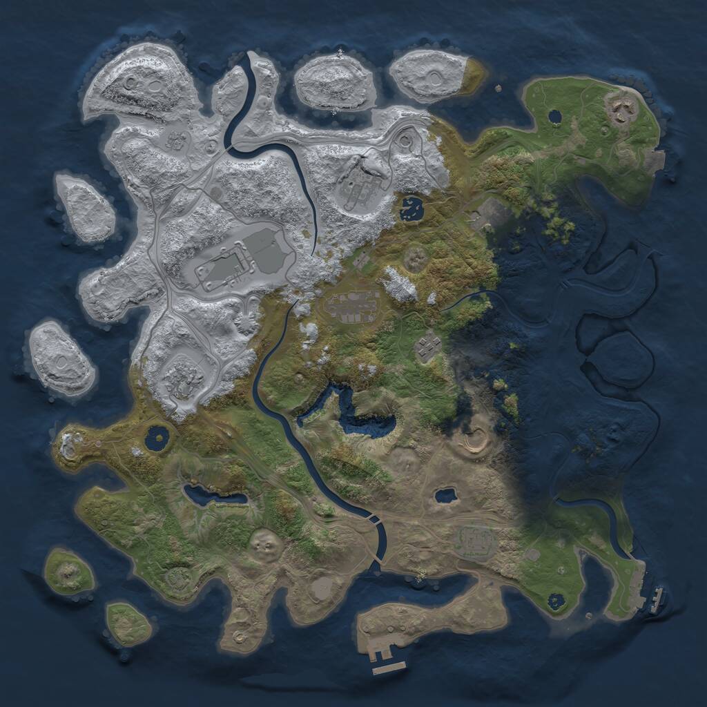 Rust Map: Procedural Map, Size: 4250, Seed: 801520341, 16 Monuments