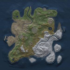 Thumbnail Rust Map: Procedural Map, Size: 3000, Seed: 736254343, 10 Monuments