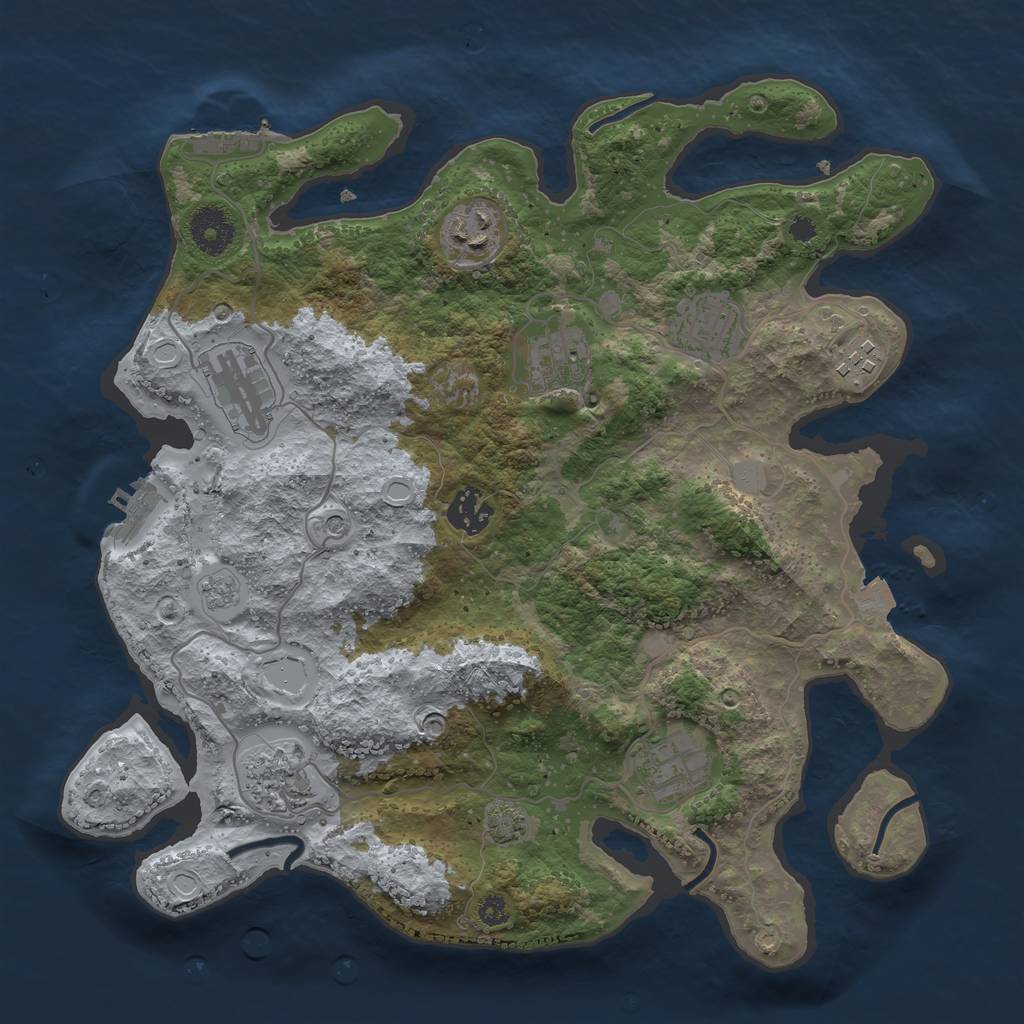 Rust Map: Procedural Map, Size: 3400, Seed: 1258169989, 16 Monuments