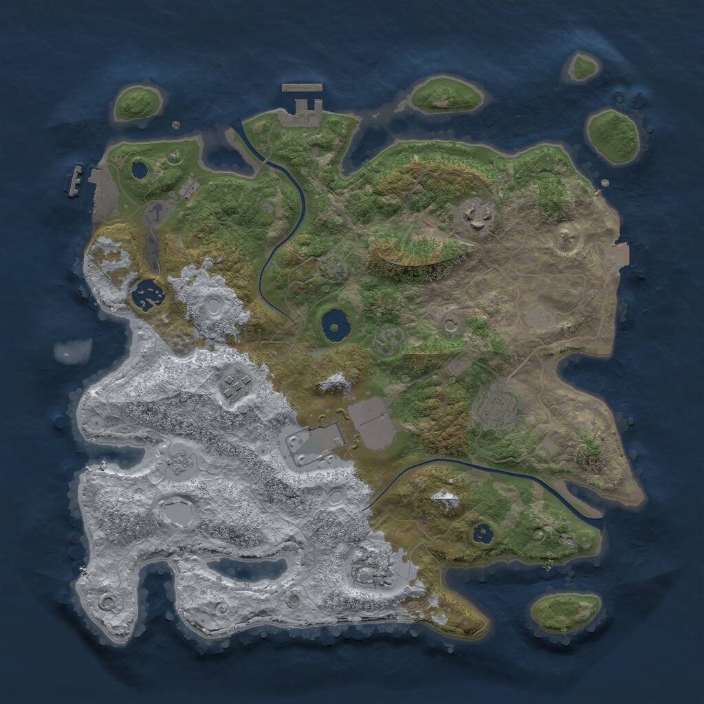 Rust Map: Procedural Map, Size: 3500, Seed: 231995437, 12 Monuments