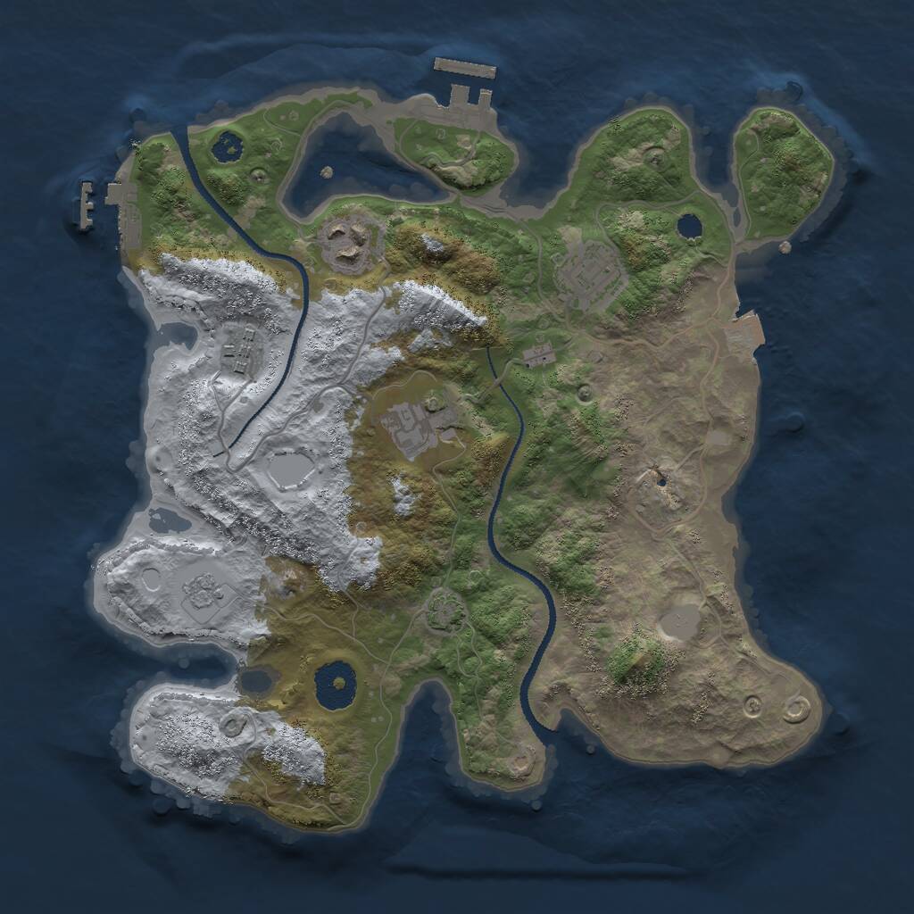 Rust Map: Procedural Map, Size: 3000, Seed: 303944563, 9 Monuments
