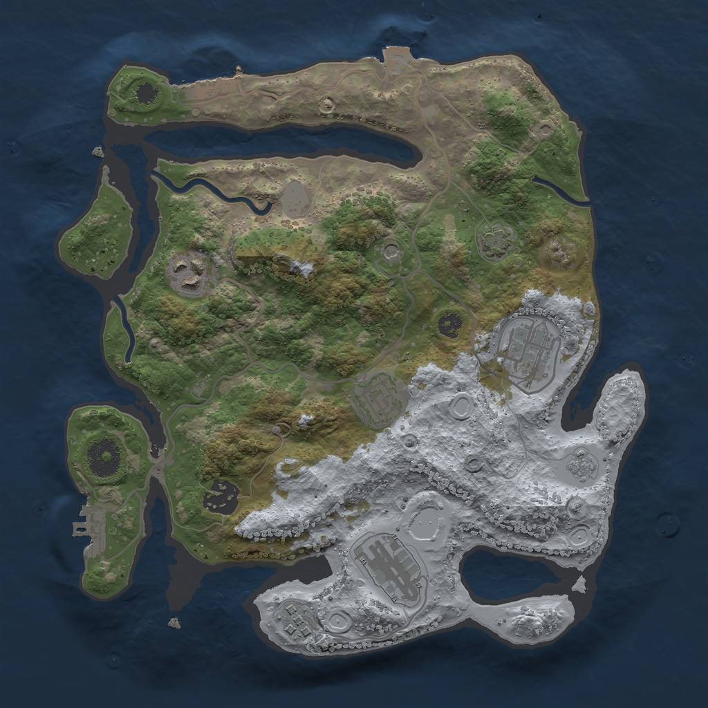 Rust Map: Procedural Map, Size: 3000, Seed: 600471351, 14 Monuments