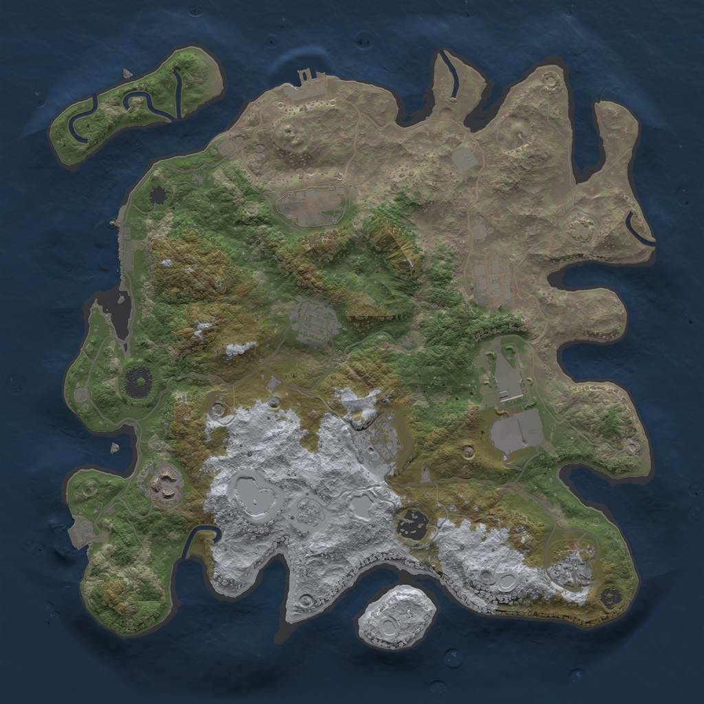 Rust Map: Procedural Map, Size: 3500, Seed: 1282747113, 16 Monuments
