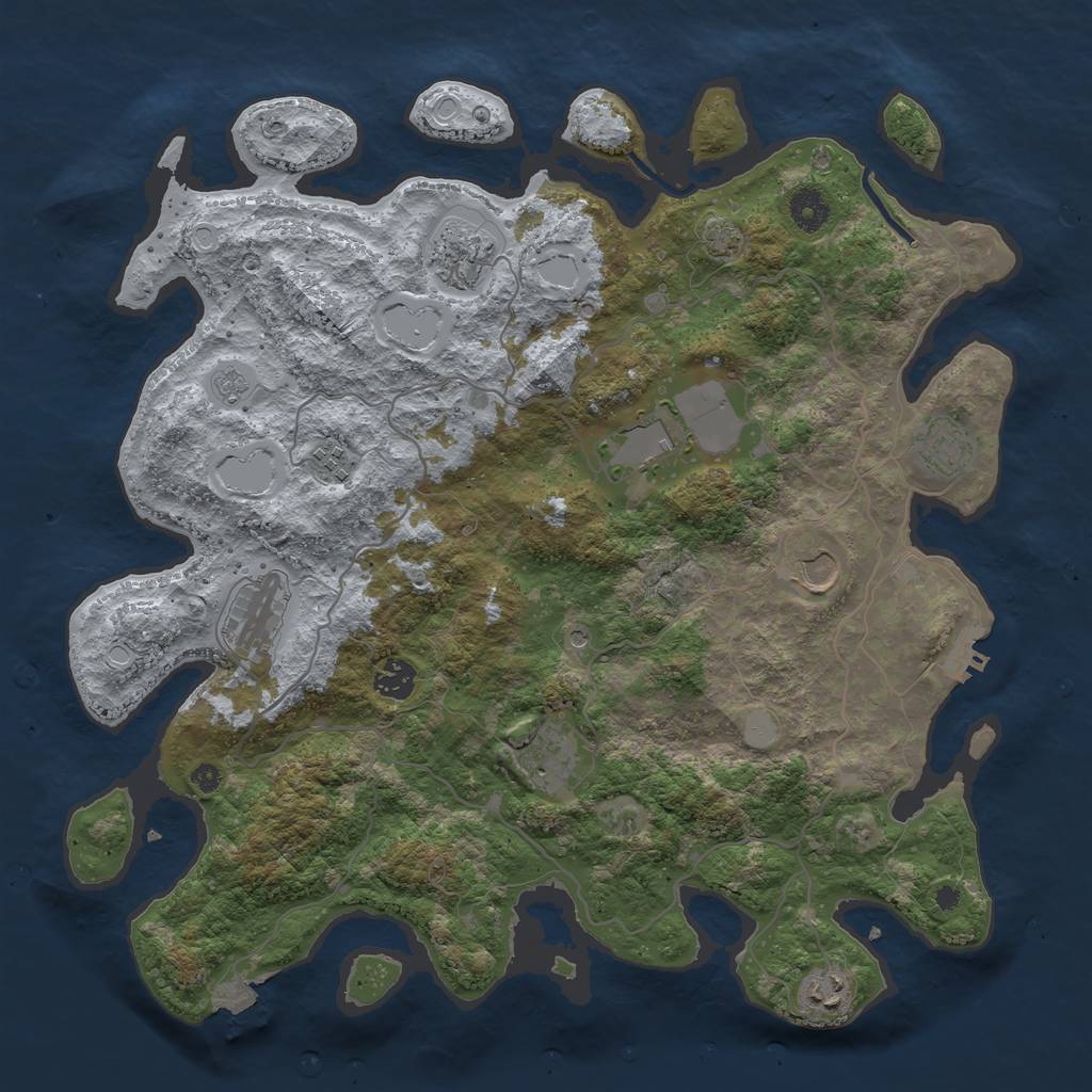 Rust Map: Procedural Map, Size: 4000, Seed: 121781050, 16 Monuments