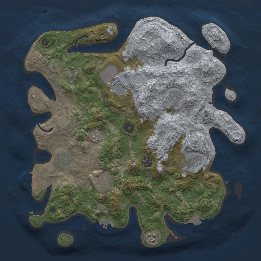 Rust Map: Procedural Map, Size: 3700, Seed: 1763124265, 17 Monuments