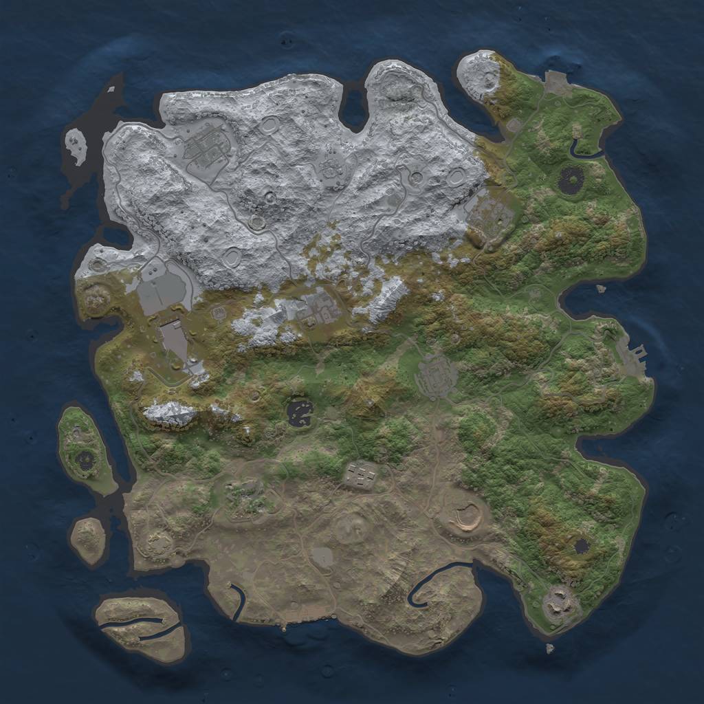 Rust Map: Procedural Map, Size: 3850, Seed: 1252804048, 18 Monuments