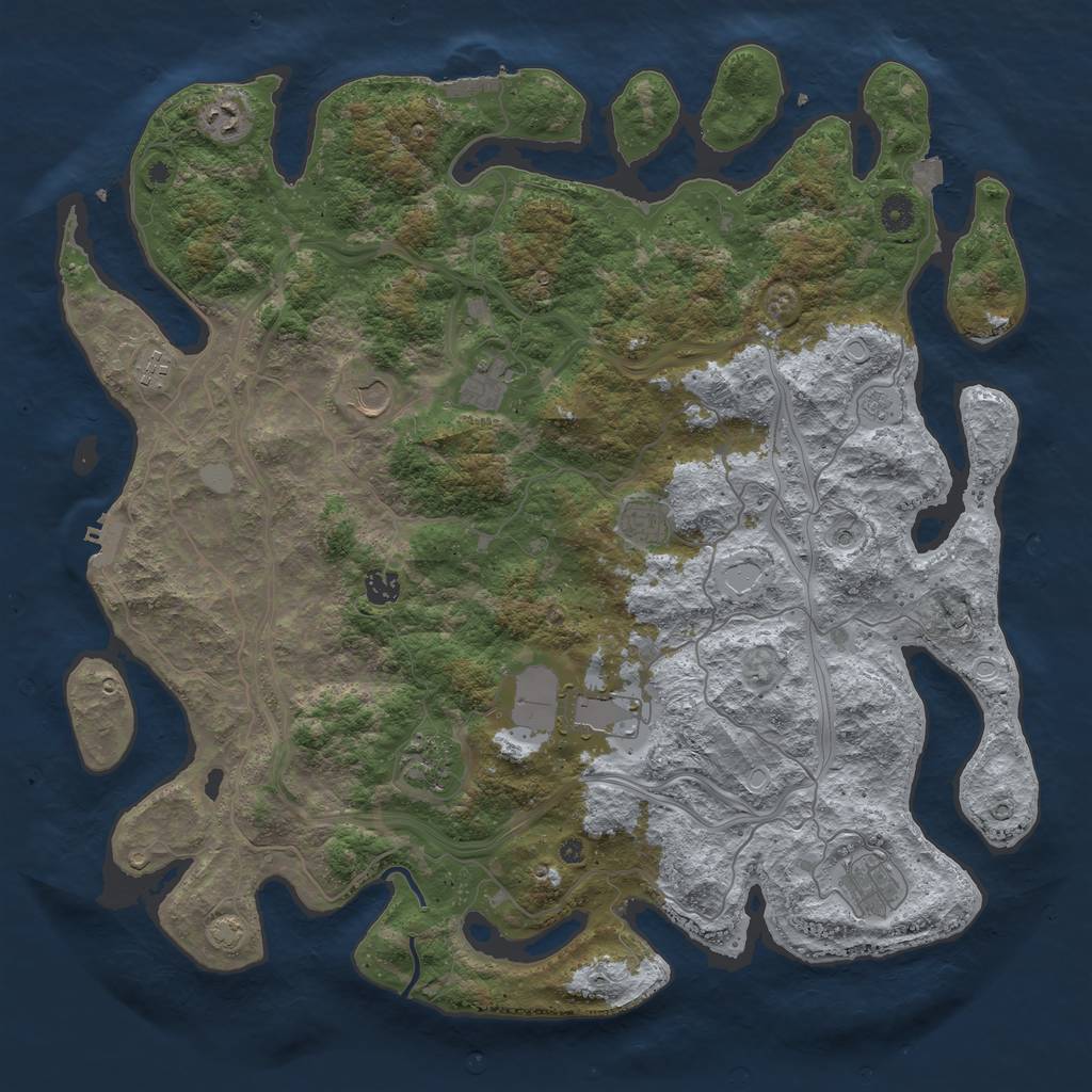 Rust Map: Procedural Map, Size: 4500, Seed: 340970025, 17 Monuments