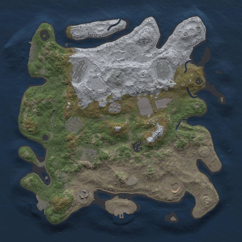 Rust Map: Procedural Map, Size: 3500, Seed: 101098596, 16 Monuments
