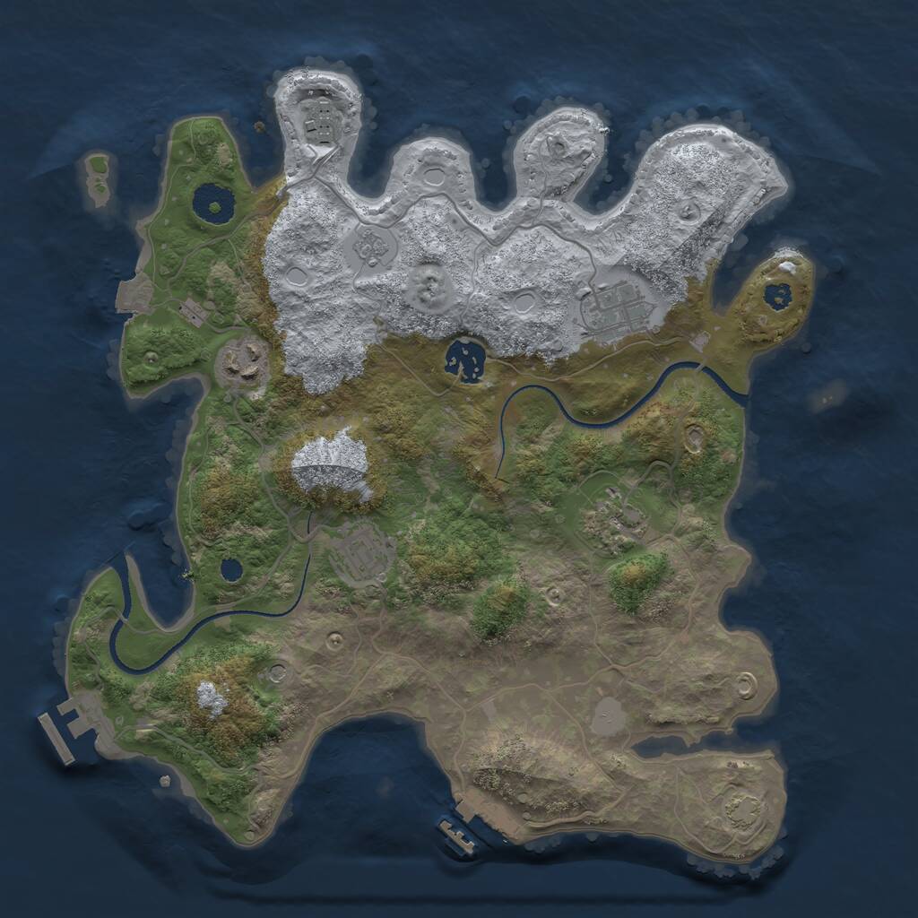 Rust Map: Procedural Map, Size: 3300, Seed: 831560118, 12 Monuments