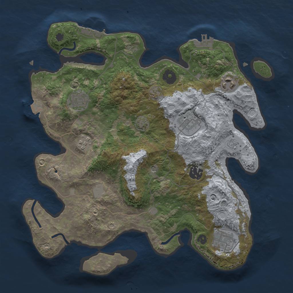 Rust Map: Procedural Map, Size: 3200, Seed: 45820212, 14 Monuments
