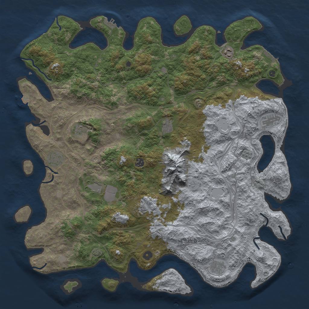 Rust Map: Procedural Map, Size: 5000, Seed: 1986, 18 Monuments