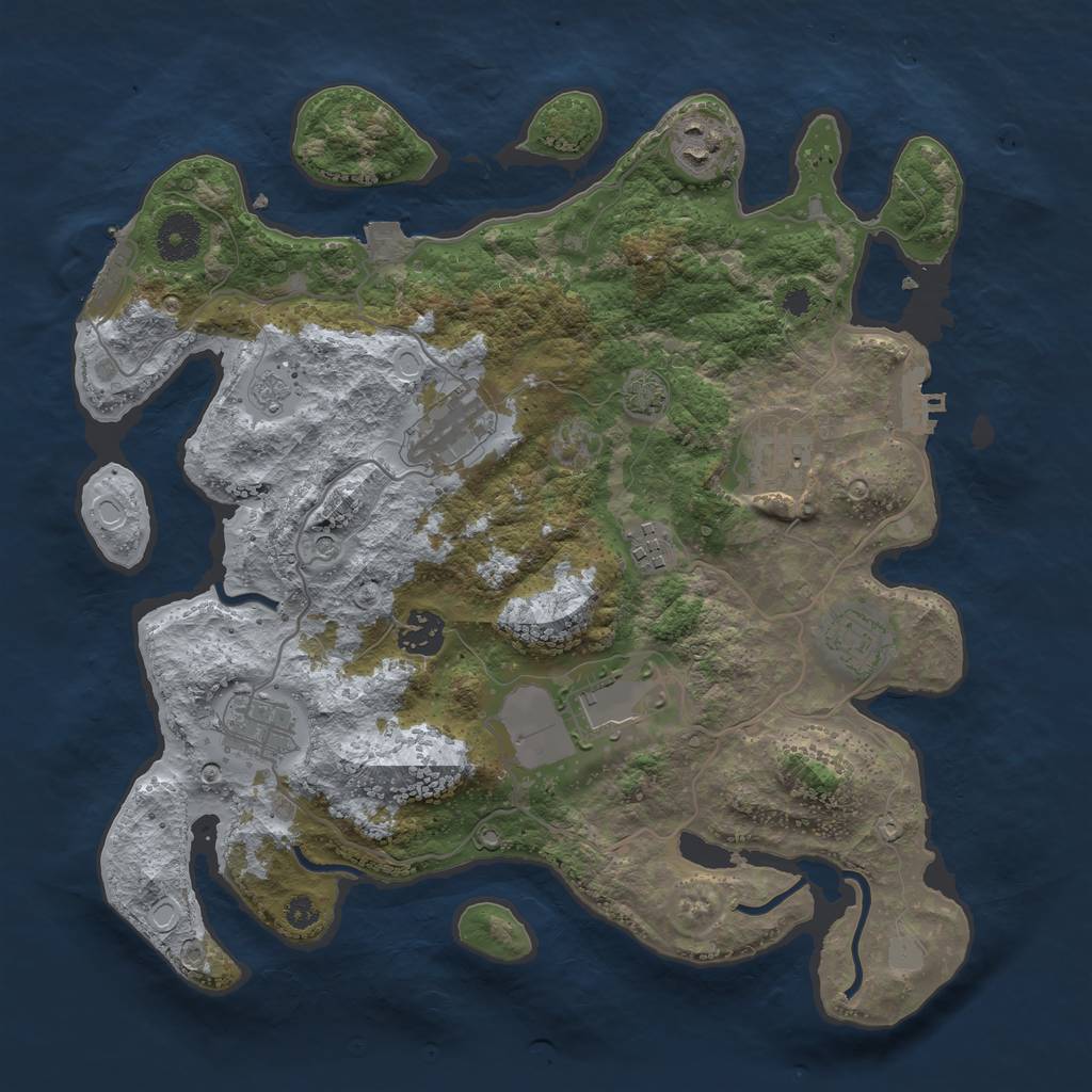 Rust Map: Procedural Map, Size: 3500, Seed: 1456164318, 16 Monuments