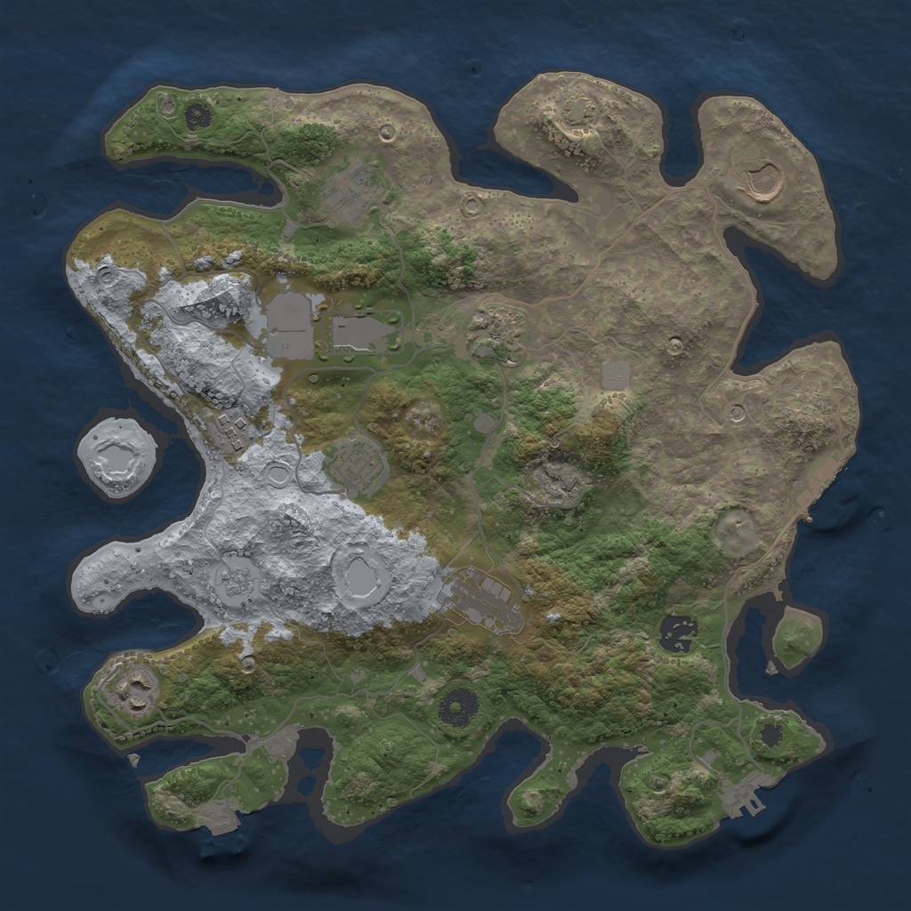 Rust Map: Procedural Map, Size: 3500, Seed: 847478130, 17 Monuments