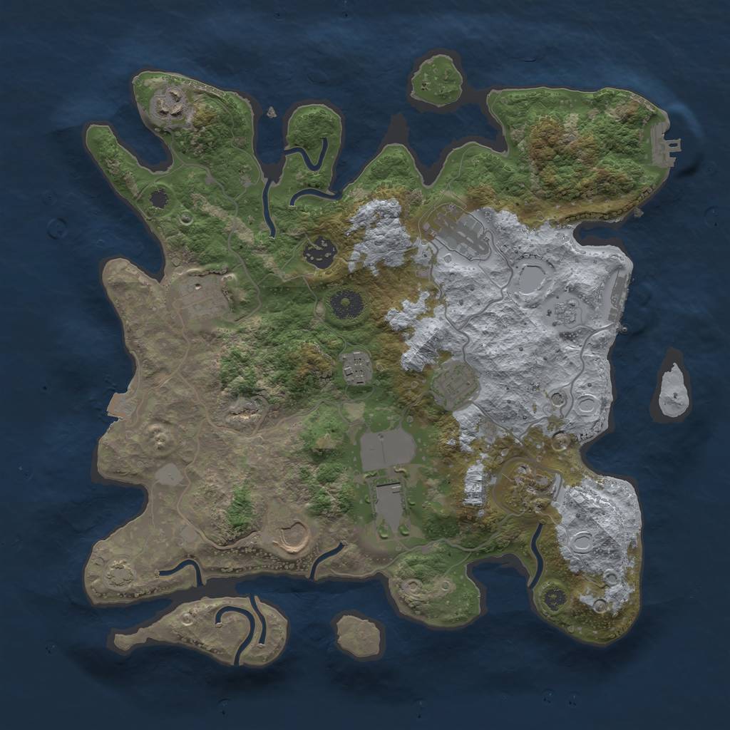 Rust Map: Procedural Map, Size: 3500, Seed: 1209758851, 17 Monuments