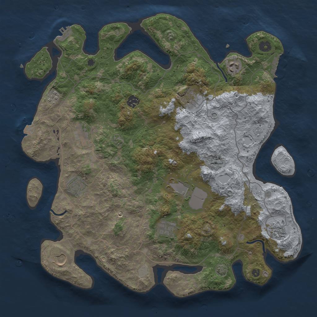 Rust Map: Procedural Map, Size: 4000, Seed: 975780388, 18 Monuments