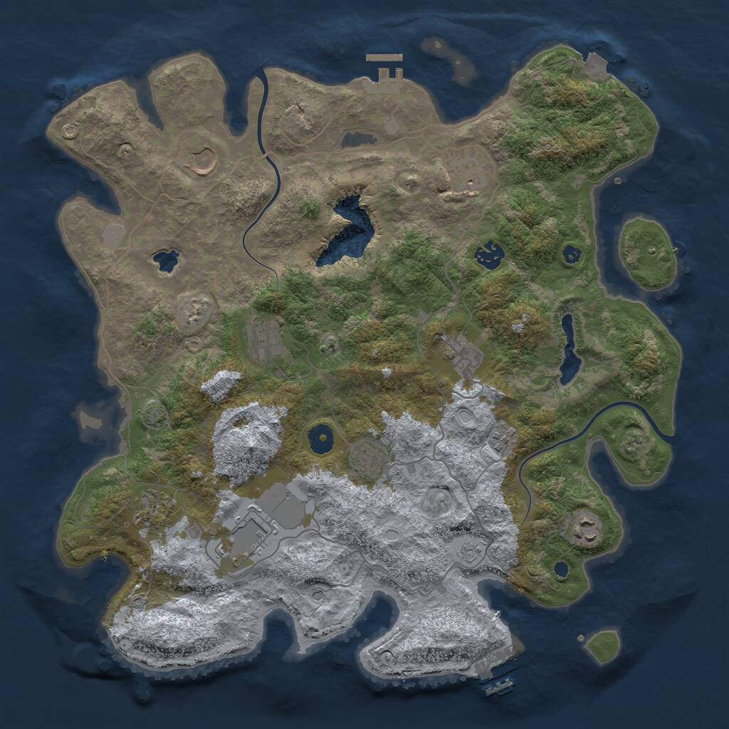Rust Map: Procedural Map, Size: 4000, Seed: 1684425834, 16 Monuments