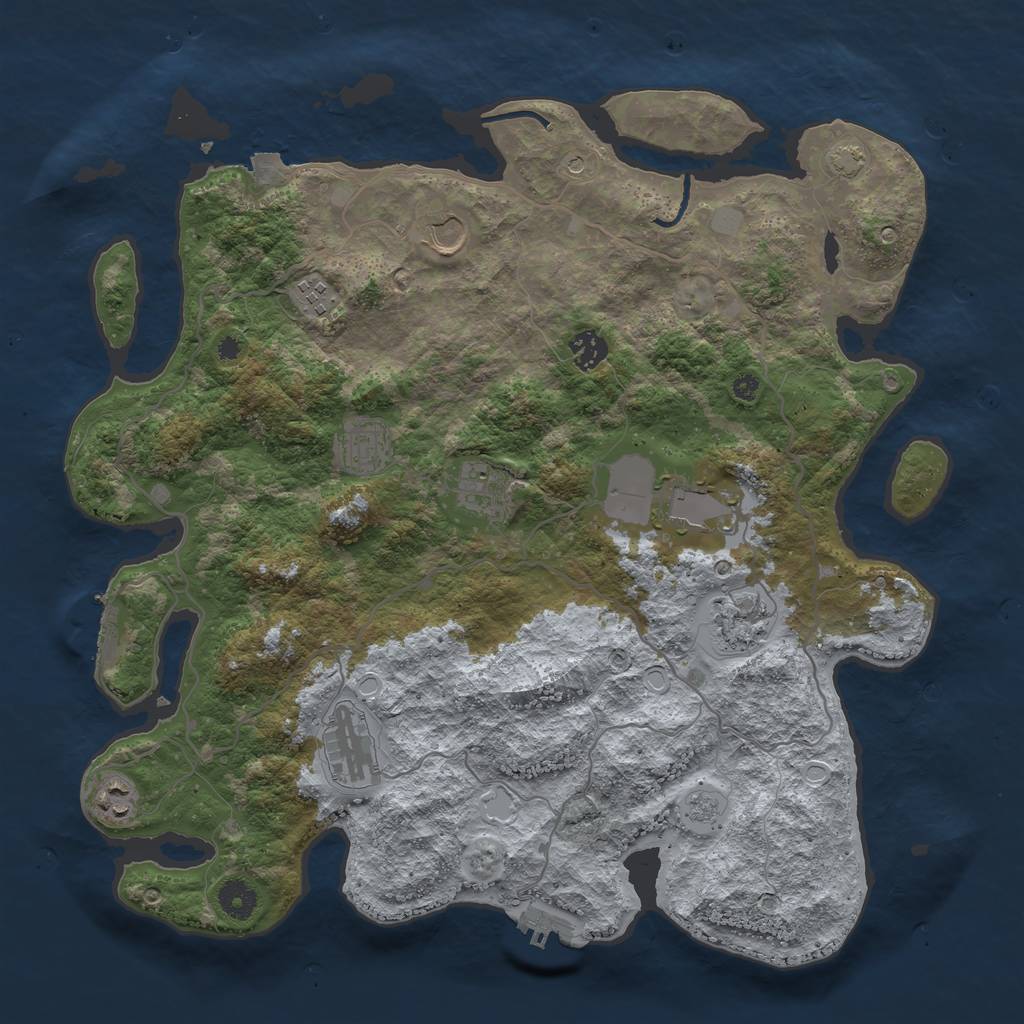 Rust Map: Procedural Map, Size: 4000, Seed: 98849607, 17 Monuments
