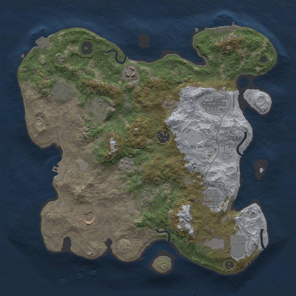 Rust Map: Procedural Map, Size: 3500, Seed: 34567354, 18 Monuments