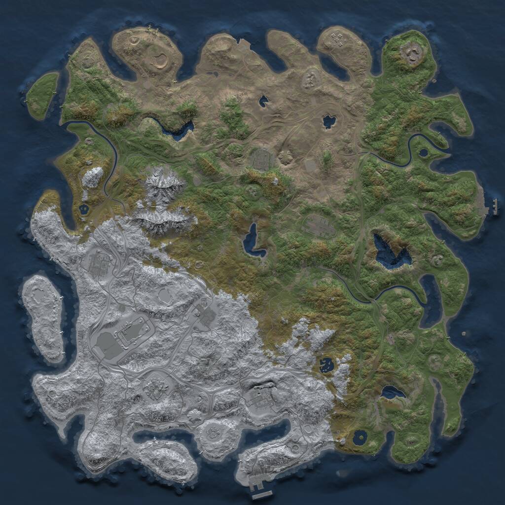 Rust Map: Procedural Map, Size: 5000, Seed: 74965730, 17 Monuments