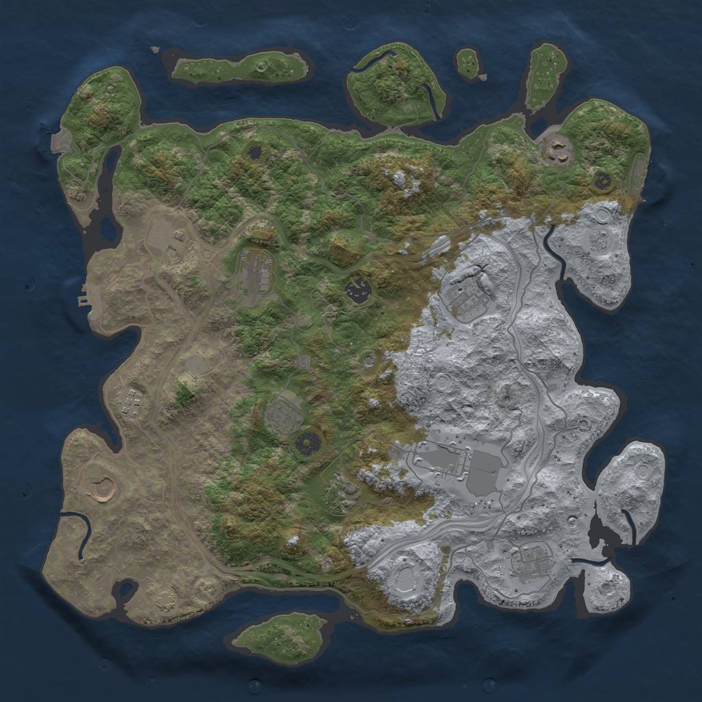Rust Map: Procedural Map, Size: 4250, Seed: 1443701721, 19 Monuments