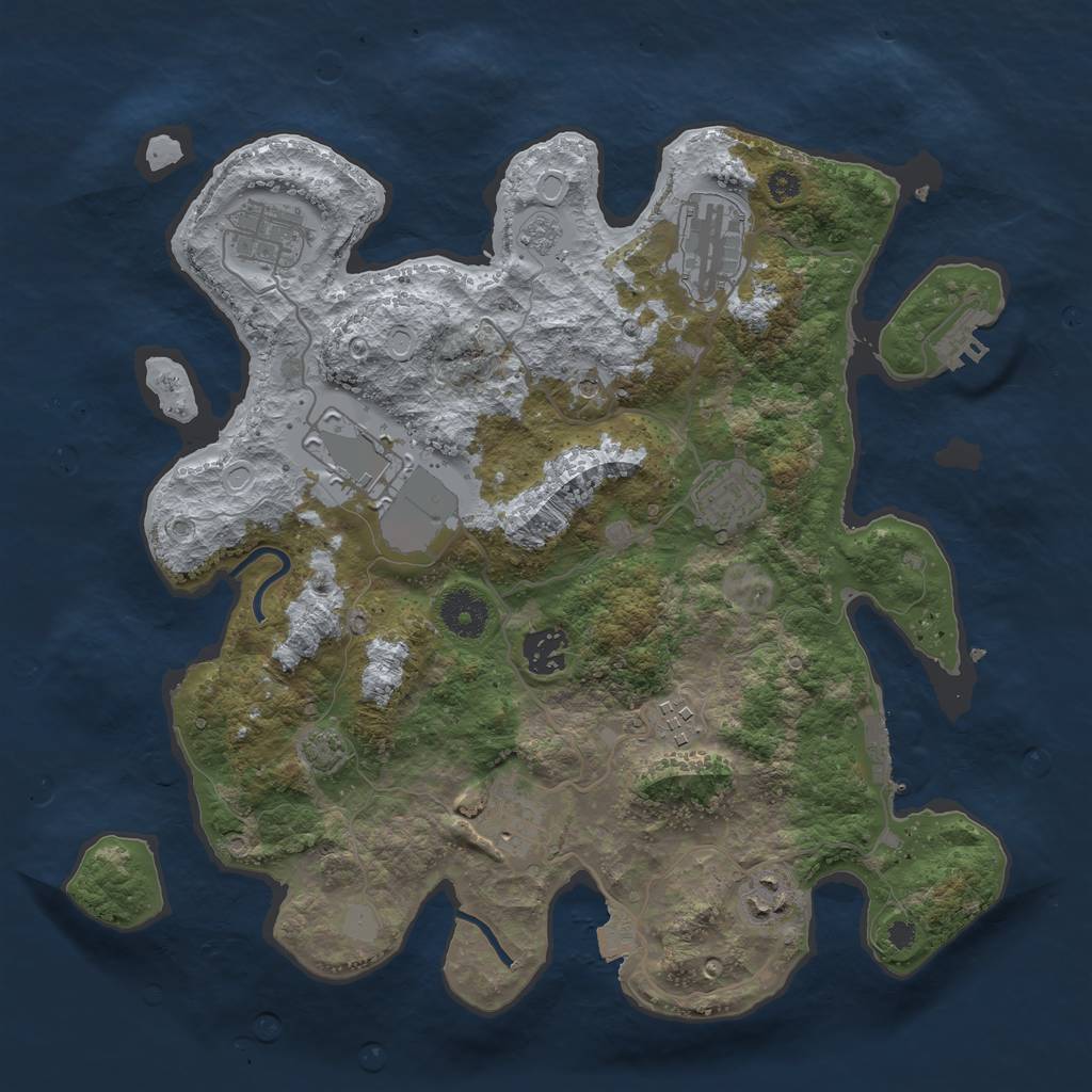 Rust Map: Procedural Map, Size: 3500, Seed: 1843152235, 16 Monuments