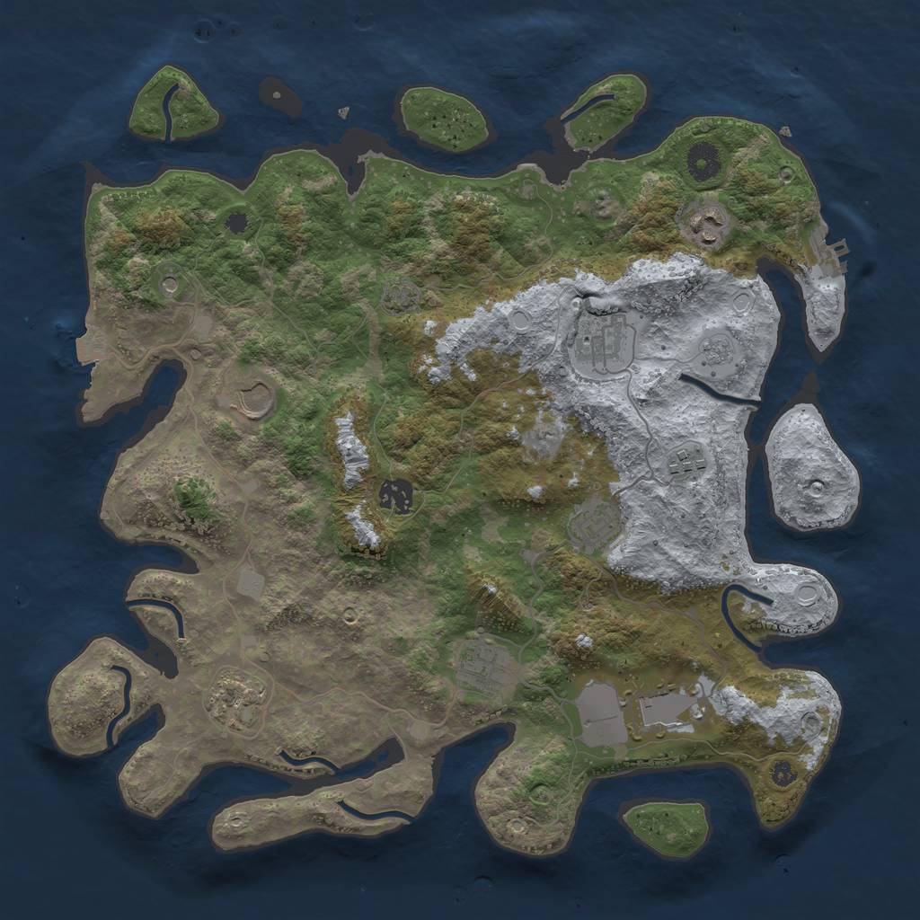 Rust Map: Procedural Map, Size: 3800, Seed: 425598, 16 Monuments