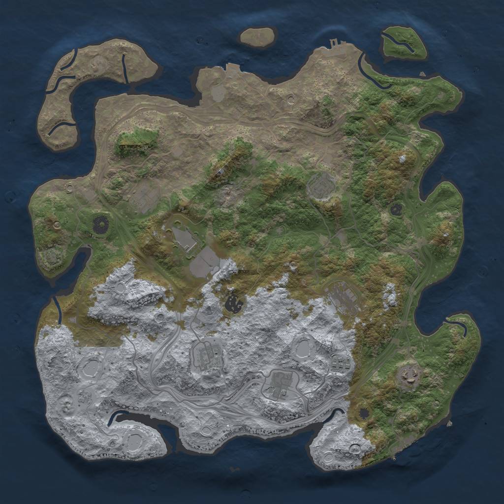 Rust Map: Procedural Map, Size: 4250, Seed: 625143089, 17 Monuments