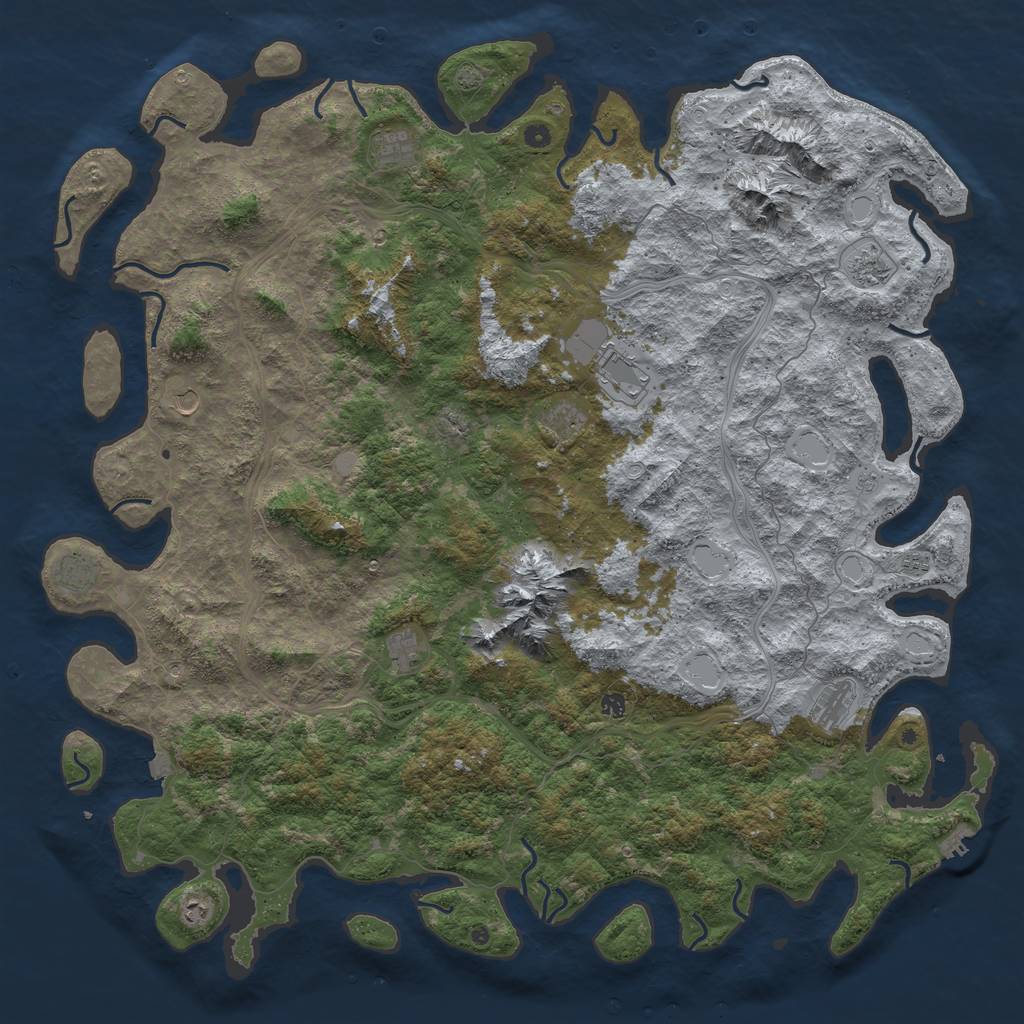 Rust Map: Procedural Map, Size: 6000, Seed: 523255355, 18 Monuments