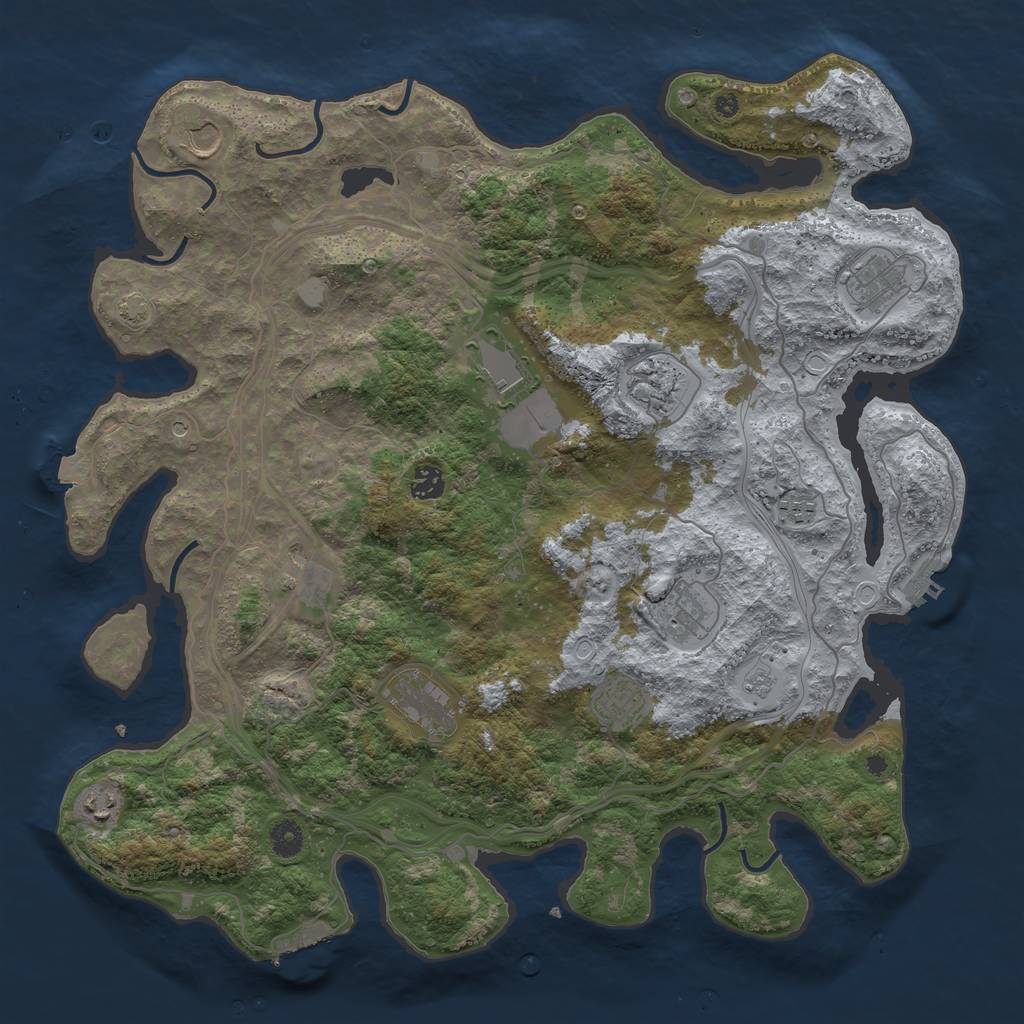 Rust Map: Procedural Map, Size: 4350, Seed: 1037702966, 19 Monuments