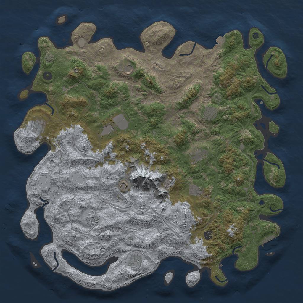 Rust Map: Procedural Map, Size: 5000, Seed: 716289547, 18 Monuments