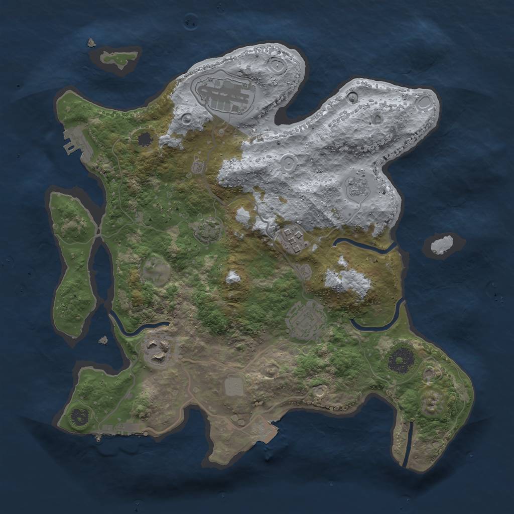 Rust Map: Procedural Map, Size: 3000, Seed: 1234123432, 11 Monuments