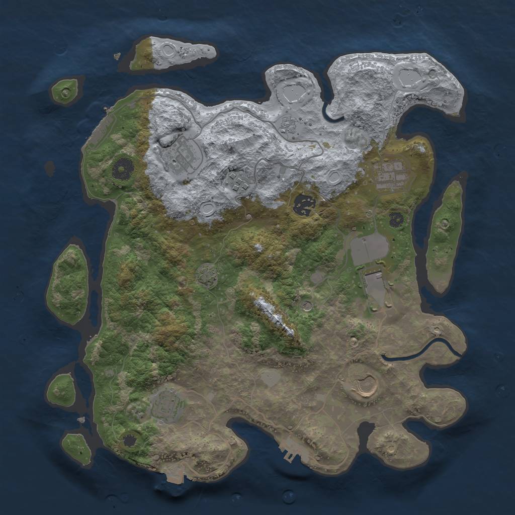 Rust Map: Procedural Map, Size: 3500, Seed: 992659647, 15 Monuments