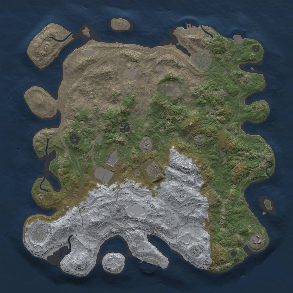 Rust Map: Procedural Map, Size: 4250, Seed: 33070671, 17 Monuments