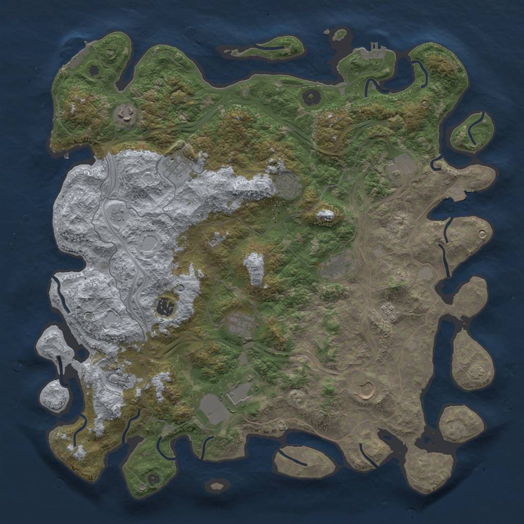 Rust Map: Procedural Map, Size: 4500, Seed: 28316614, 19 Monuments