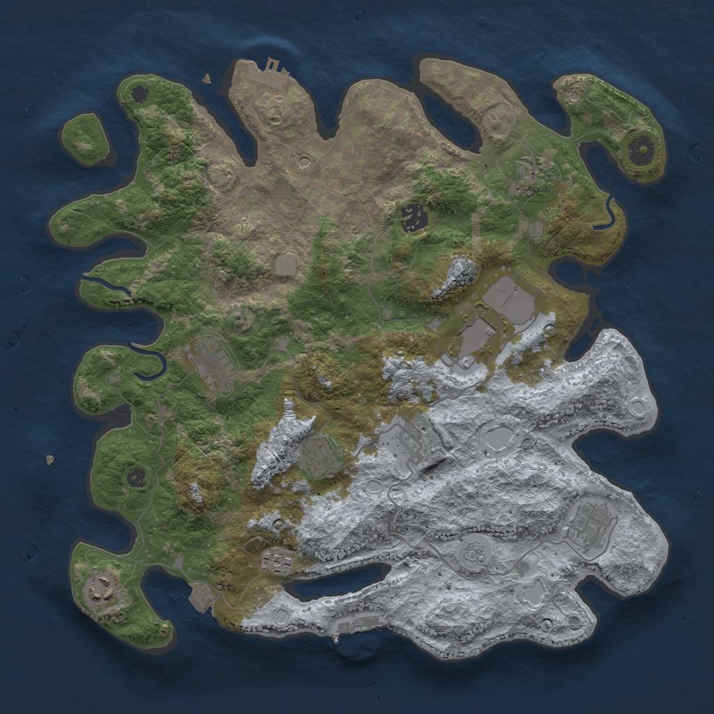 Rust Map: Procedural Map, Size: 3750, Seed: 263966, 17 Monuments