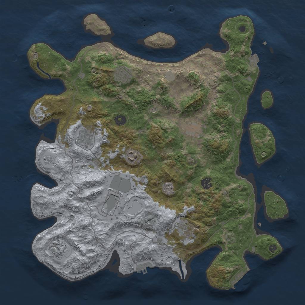Rust Map: Procedural Map, Size: 4000, Seed: 25071987, 17 Monuments