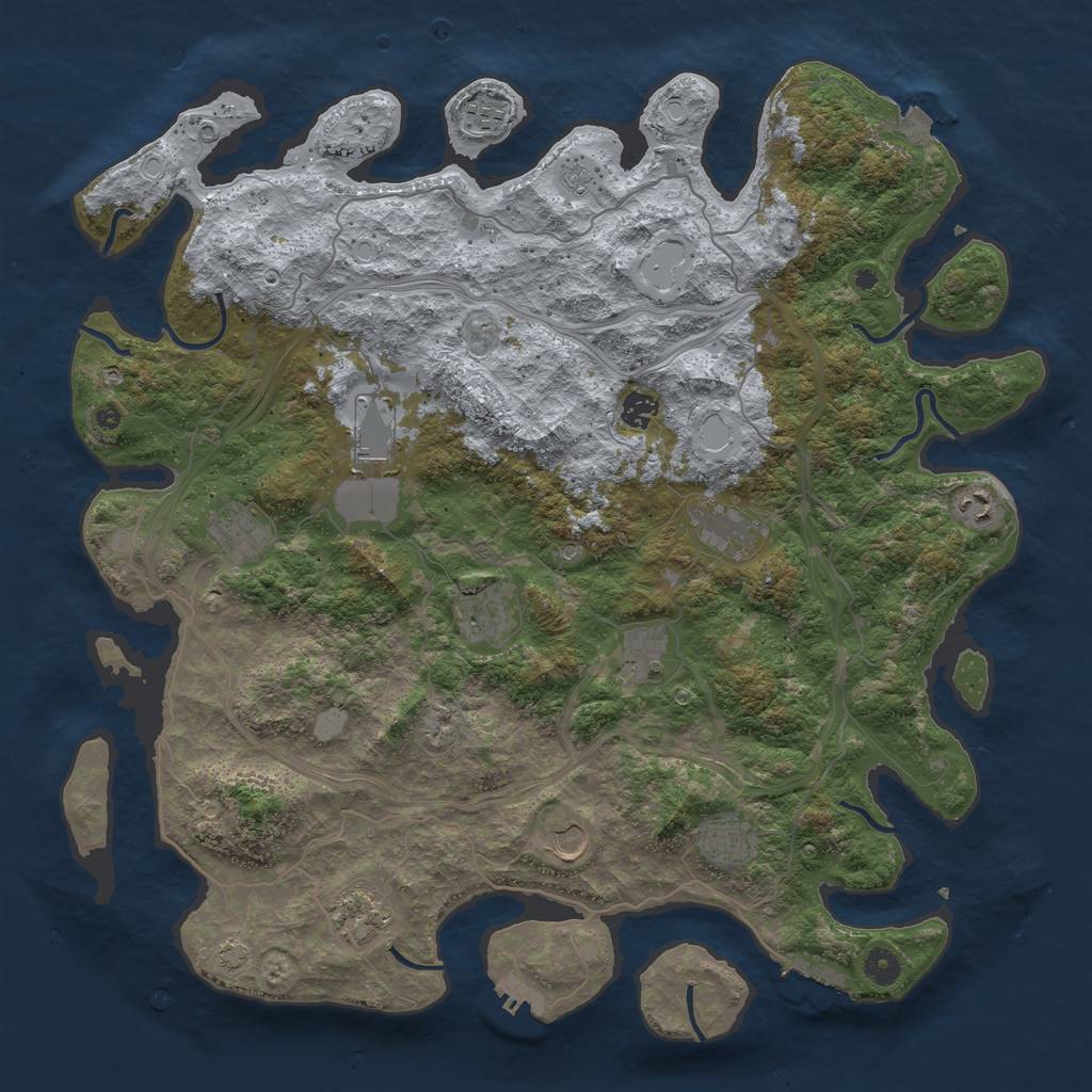 Rust Map: Procedural Map, Size: 4500, Seed: 670536465, 19 Monuments