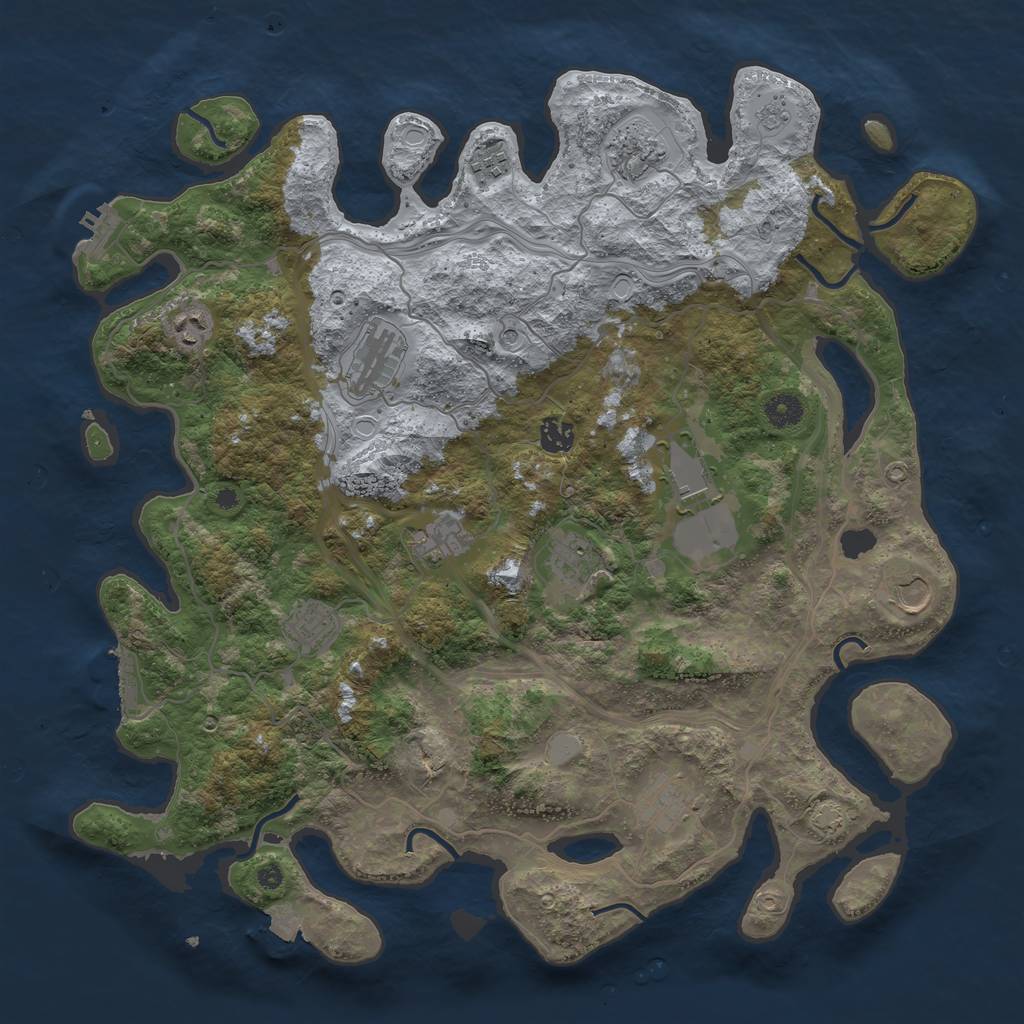 Rust Map: Procedural Map, Size: 4250, Seed: 1222999996, 19 Monuments