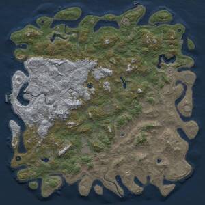 Thumbnail Rust Map: Procedural Map, Size: 6000, Seed: 710673301, 17 Monuments