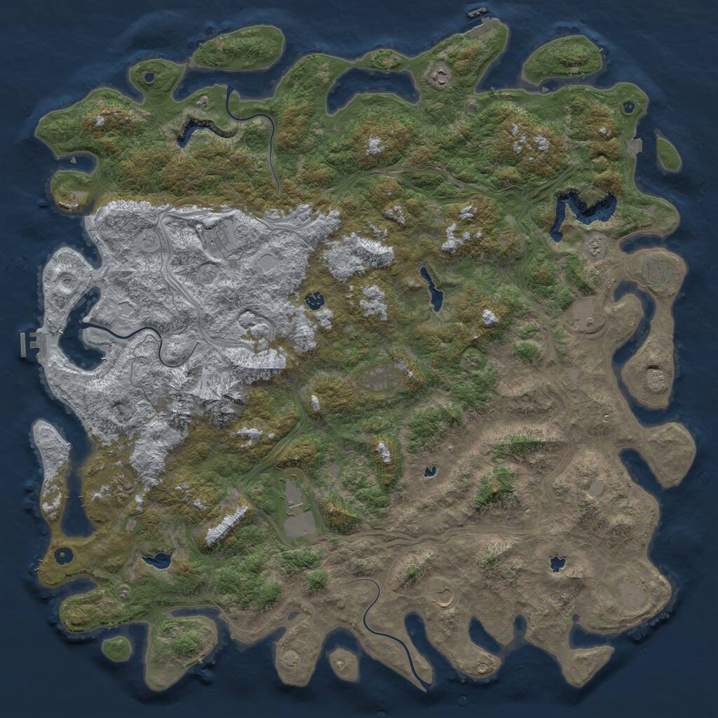 Rust Map: Procedural Map, Size: 6000, Seed: 710673301, 17 Monuments