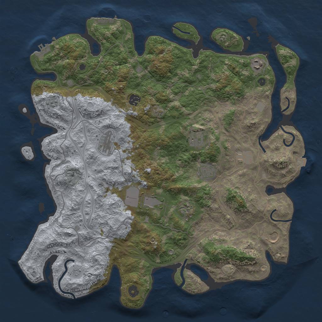 Rust Map: Procedural Map, Size: 4300, Seed: 3556, 18 Monuments