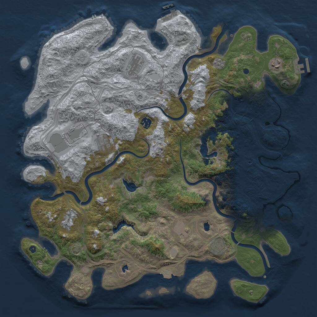 Rust Map: Procedural Map, Size: 4500, Seed: 436543, 15 Monuments