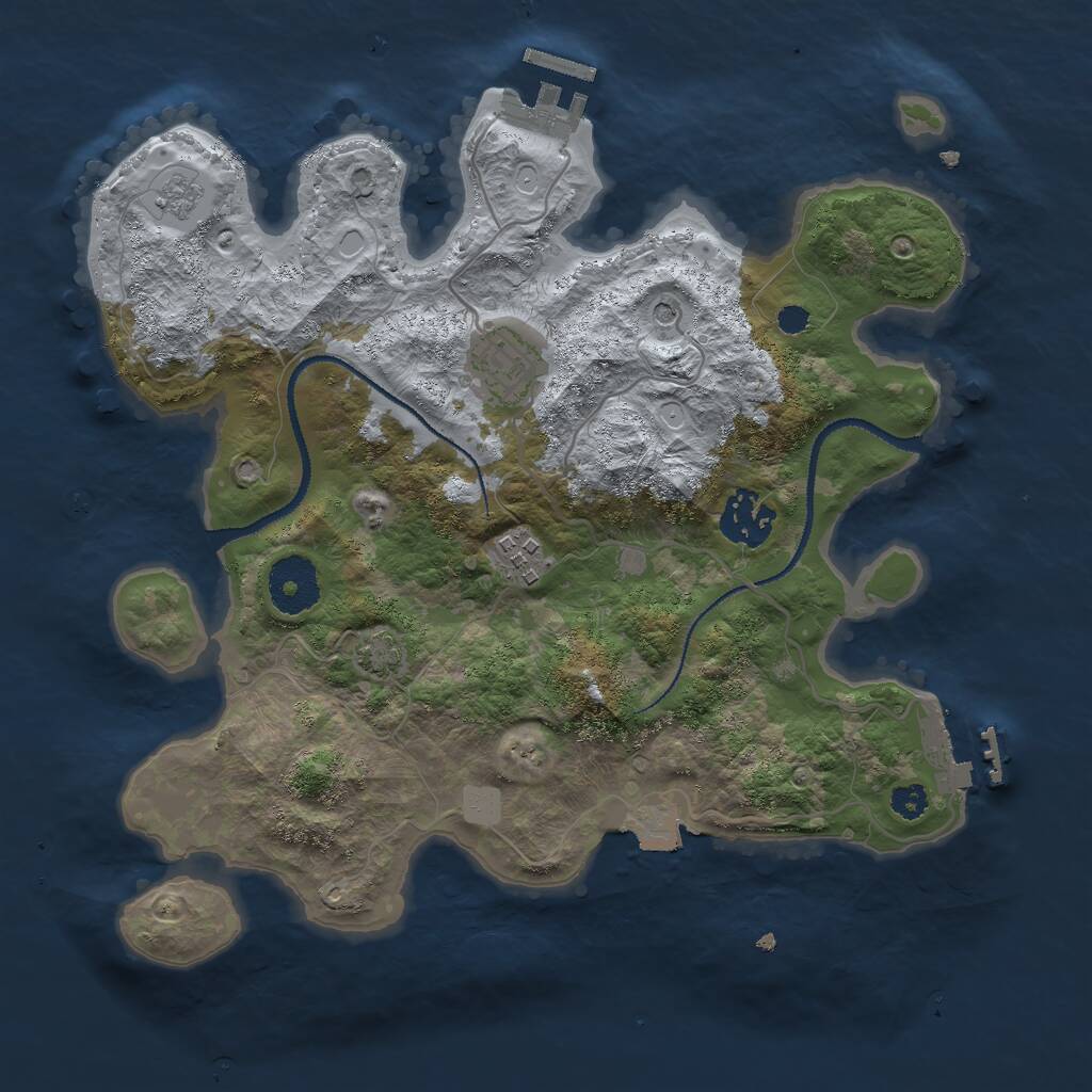 Rust Map: Procedural Map, Size: 3000, Seed: 1297788947, 9 Monuments